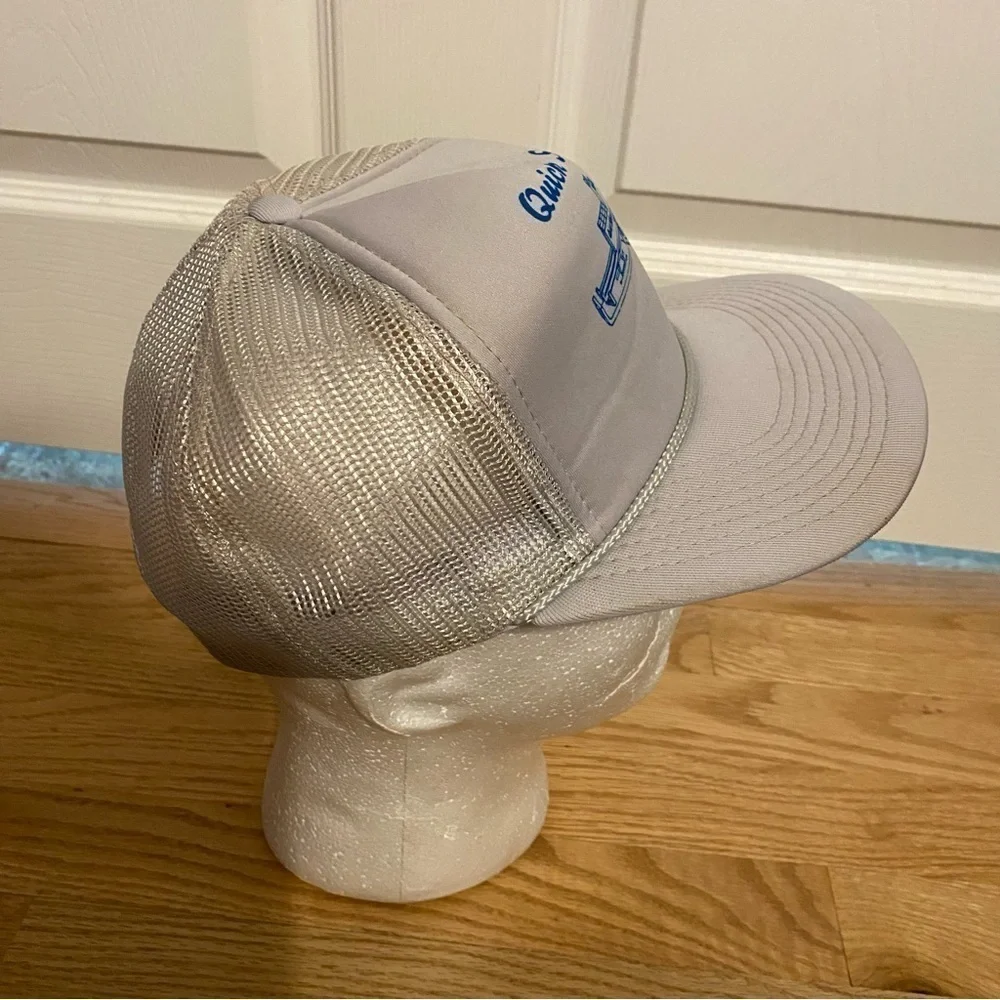 Vintage Quick Silver Motor Oil Hanes Gray Snap Back Hat Mesh Cap Trucker 80s 90s